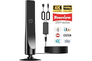 YIYIKU TV Aerial Indoor,Digital TV Aerial For Freeview TV,250+ Miles Long Range Reception Support 4k 1080p,High Gain TV Signal Booster for Local HDTV Channels with 16.4 ft Coax Cable
