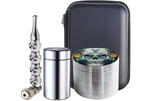 Kit Grinder Especias 3 in 1, Spespo Cráneo Molinillos de Especias Metálico con Rascador Polen, 2inch (Skull-sets)