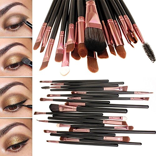 Eleacc 20tlg Make UP Pinsel Pinselset Schminkpinsel Kosmetikpinsel Kosmetik Brush Schwarz-Roasgelb