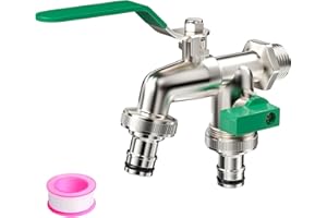 Ghazpmuk Garten Wasserhahn 1/2 Zoll, Mit 3/4 Zoll Adapter, Wasserhahn für Den Garten Universal, Außenwasserhahn Aus Messing Rost, Kugelauslaufhahn, für Garten, Waschmaschine, Regentonne