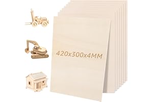 JMIATRY Lot de 8 Contreplaqué 4mm, Planche Bois 420x300mm, A3 Panneau de Contreplaqué pour Pyrogravure Bricolage Artisanate en Bois Modèles et Peintures