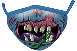 Wild Republic Wild Smiles Wild Smiles, perfetta da applicare sopra alla mascherina per uso medico, riutilizzabile, lavabile, mascherina metà viso, motivo zombie, mascherina per adulti