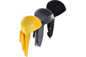 UPSMILE Durags Doo Rag Dew Rags für Herren, 360 Wellen, 3er-Pack, Samt, Durags, Kopfbedeckung, Totenkopfmütze, Headwraps für Männer und Frauen