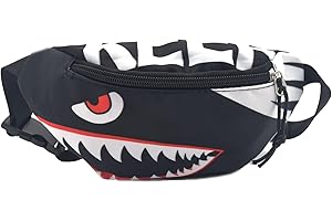 Dzxin Riñonera de Tiburón de Dibujos Animados - Cinturón de Dinero, Bolsa Cruzada de Nailon para Niños y Niñas, Correr, Senderismo, Viajes, Deportes
