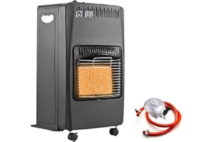 COZYBRITE Gas Heater Indoor Portable Foldable Calor Heating Cabinet with 3 Heat Settings Hose Clips Regulator for Home Office Garage Workshop GH-ZRA-18