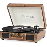 Record Master ST14012 Retro Turntable - Brown - Bluetooth and Charging Feature - Ability to Play All Records