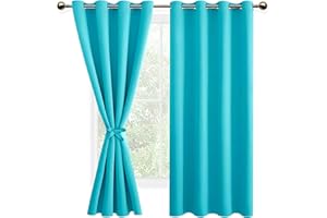 ‎DWCN DWCN Vorhang Blickdicht Verdunkelungsgardinen mit Ösen 2 Stücke Thermogardine für Wohnzimmer,Schlafzimmer,Türkis,160x132cm(HxB)
