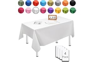 MORAINJAY 4 sztuki, 137 x 274 cm, prostokątne, jednorazowe, białe, wodoodporne, odporne na plamy, obrusy na przyjęcia urodzinowe, wesele, Boże Narodzenie, urodziny dziecka, do jadalni, ogrodu, na