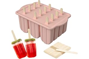 Hopeas Moules à Glace Silicone Popsicle Mold sans BPA Réutilisable avec 50 bâtons en Bois (Rose)