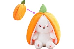 Irunfast 32CM Easter Bunny Plush Toy, Reversible Bunny Carrot Plushie Toy with Zipper, Soft Easters Carrot Bunnys Stuffed Animal Toys, Easter Bunnys Teddy Toys for Festive Decoration for Kids