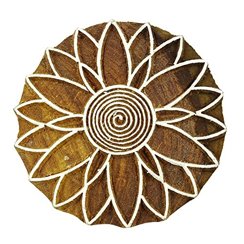 Indian Hand Geschnitzte Blume Design Holzdruckstock Textil Stempel