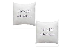 ARLINENS Pack of 2 Duck Feather & Down Cushion Pad Inner Insert -100% Natural Cotton Anti Dust Mite and Down Proof Cushion Pads Cover/Non Allergenic (16x16)