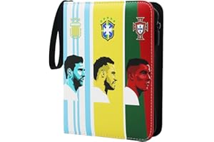 YCWIN Fußball Sammelkarten Album, 4 Pocket Fussball Karten Sammelalbum mit Reißverschluss und 50 Herausnehmbaren Hüllen Kompatibel mit 400 Karten, Groß Sport Karten Heft, 3 Ringe Karten Binder Halter