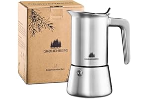 Groenenberg Espressokocher I Hochwertiger Espressokocher Induktion geeignet aus hochwertigem Edelstahl I Mokkakanne für Kaffe