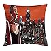 Produktbild VTXWL Afro Decor Throw Pillow Cushion Cover by, Jazz Singer on New York Roof Cityscape Urban Music Popular Town Illustration, Decorative Square Accent Pillow Case, 18 X 18 Inches, Orange Brown