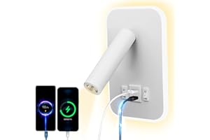 uksunvi LED Reading Light USB tipo - C Double charge Electric Zut Switch se puede ajustar 12w LED Spotlight 3000k Wall Light Aluminium Bed Light se puede girar (Blanco rectangular)