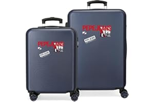Pepe Jeans Dikran Juego de maletas Azul 55/65 cms Rígida ABS Cierre de combinación lateral 90L 7,54 kgs 4 Ruedas dobles