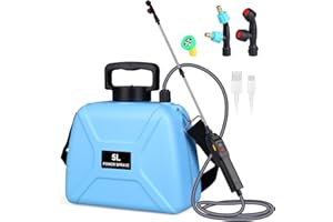 Inoamity Pompa Irroratrice a Batteria 5L, Spruzzatore Elettrico 3 in 1 con 3 Ugelli, Bacchetta Regolabile e Design Professionale, Ideale per la Cura di Giardino, Prato e Cortile