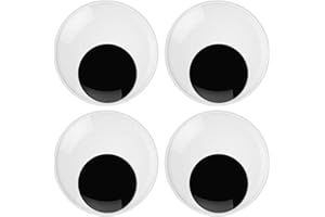 JIEGUANG Yeux Mobiles Autocollants Adhésifs, 4 Dautocollants en Plastique Ronds Oeil Amovible pour les Décorations de Poupée Artisanale (76mm)