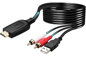 UNSTINCER HDMI ARC zu Cinch Wandler Kabel 110cm/43in, 192kHz 24Bit Audio Extractor Konverter mit USB Powered, Unterstützt CEC PCM 2.0 - RCA L/R Adapter für TV mit ARC-Anschluss zu Lautsprecher