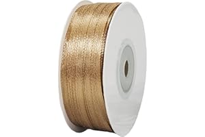 HONGCI Cinta Champagne Oro Bien 3mm, 91m Cinta de Satén Cinta Regalo Cinta Tela,Cinta de Lazo,Cinta de Globos,Cinta para Envolver Regalos,Navidad,Coche,Manualidades,Boda Cumpleaños Fiesta Decoración Cinta
