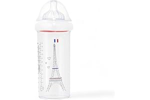 Le Biberon Français - Biberon Anti-Coliques Premium 6 Mois et Plus - Biberon 360ml à Col Large - Léger et Durable - Tétine à 3 Vitesses en Silicone Pur - BPA, BPS, BPF Free