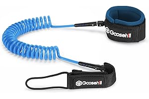 ‎GOOSEHILL Goosehill SUP Leash, Bequeme und sichere 6mm Sicherheit Fußschlaufe Surfboard Leine, Premium 10ft Coiled Surfboard Leash für Longboards, aufblasbares Stand up Paddling Borad, Kajak
