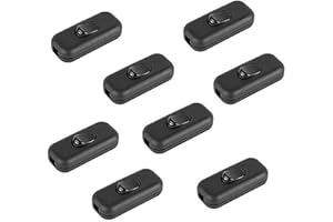 M EGA MEGACUBE Zwischenschalter 6A 2-polig und 3-polig, Schnurschalter für Kleingeräte oder Lampen, schwarz - 8 Stück