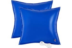 NonKob Lot de 2 coussins d'air pour piscine - 120 x 120 cm - Avec 4 œillets et corde résistante au chlore de 150 cm - Épaisseur de 0,3 mm - Accessoire de piscine - Auvent - Protection hivernale