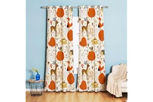 Koudi Cortinas opacas para habitación de los niños, diseño de animales del bosque, alce, conejo, zorro, cortinas para habitación de niñas, habitación infantil, decoración de habitación de bebé, 210 x
