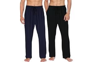 Ekouaer 2er Pack Pyjamahose Lang Herren Karierte Schlafanzughose Weich PJs 2-teiliges Pyjama Hose Set Loungewear und Nachtwäsche Karierte Hosen für Männer S-XXL