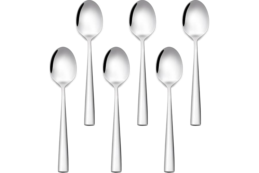 Otto Koning - Leipzig –Stainless Steel Teaspoons, Tea Spoons with Mirror Polished Finish, Coffee Spoons with Modern and Elegant Design. (6 Pieces)