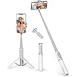ATUMTEK Bluetooth Selfie Stick Stand,Mini Expandable Aluminum 3-in-1 Selfie Rod with Wireless Remote Control Can Be Rotated 3