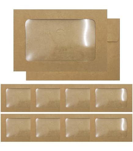 WYAN Lot de 15 A4 Enveloppes avec fenêtre, Enveloppes commerciales,Enveloppe vintage,avec fenêtre transparente,Pour les dossiers, les documents(Marron,Carte et colle non incluses