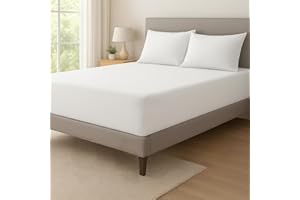 Rest Fusion Deep Fitted Sheet – 40cm Extra Deep Pocket – Fully Elastic – Soft Brushed Microfibre – Wrinkle, Shrink & Fade Resistant – Easy Care – Bed Bottom Sheet (White, Double)