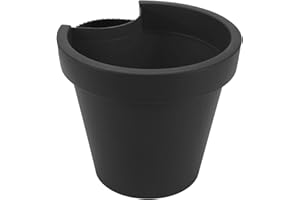 ‎SPETEBO Spetebo Fallrohr Blumentopf 24 x 21 cm - anthrazit - Regenrohr Hänge Pflanztopf rund - Kunststoff Pflanzkübel mit Befestigungsgurt Pflanzgefäß mit Entwässerungsloch