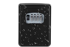 ZHEGE Key Safe Wall Mounted, 4 Digit Combination Lockbox, Weatherproof Key Box Outdoor Indoor to Secure and Share House Keys, Small Box with Code, Keysafes, Key Storage Lock Box, Key Locker, Black