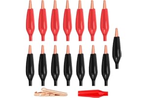 Kupfer Krokodilklemmen 45mm Rot * 8 Schwarz * 8 Elektrische Prüfklemmen mit Schutzisolierung Copper Alligator Electric Clips ®Lewttyer