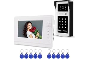 FTES RFKITS FTSTech 7 Inch Cable Video Door Intercom RFID Outdoor Camera with Rain Cover, Pack of 10 Blue User Trailers for Home Apartments Support Card Password Unlock…