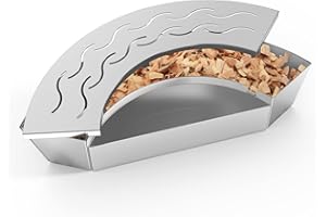 Onlyfire Curved BBQ Smoker Box with Detachable Water Reservoir for Weber 47-57cm Kettle, Kamado Joe Classic, Compatible for Large Big Green Egg and Other Similar Charcoal Kettle and Ceramic Grills