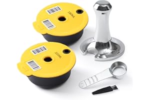 HAILASRE 2 Pcs Pods Tassimo réutilisables 180ml /220ml PP Plastique Filtre à capsules de café rechargeables avec tamper en acier inoxydable pour machine Tassimo