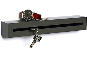 ‎BUCHENBUSCH URBAN DESIGN Buchenbusch urban design Dark Edition Key Rack with Concrete Shelf, 33 x 6 x 5 cm, Key Rack Wall, Key Storage Hallway, Black