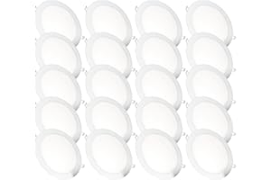 JANDEI – Lot de 20 Spots Led encastrables ronds, 18 W, 1500 lumens, extra-plats 13 mm, trou de fixation Ø 200-205 mm, blanc froid 6000 K, avec transformateurs inclus
