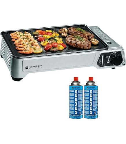 Plaque Grill 32 Cm Pour Réchaud à Gaz Portable – Anti-adhésive Téflon, Cuisson Parfaite Viandes & Légumes