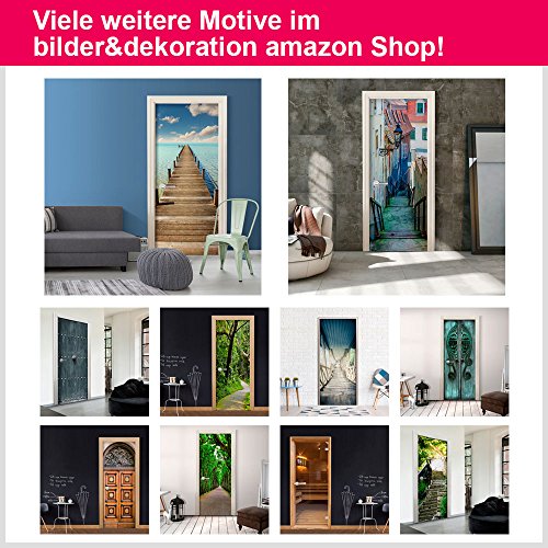 Türtapete XXL 100×210 cm ! Premium Vliesleinwand mit Samt Haptik! Fototapete Tapete Türpanel Türposter Tür Foto Bild Design Natur blau c-B-0221-a-b - 5