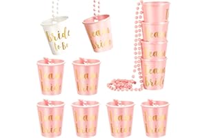 QUNKUN 12 pezzi di addio al nubilato per feste e spose, collane di bicchierini da liquore e sposa (12)