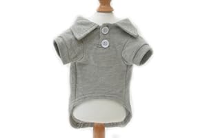 lovelonglong Basic Dog Polo Shirts Premium Cotton, Polo T-Shirts for Large Medium Small Dogs with a Two-button Collar Blank Color Gray XL