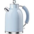ASCOT Electric Kettle, Stainless Steel Electric Tea Kettle Gifts for Men/Women/Family 1.5L Retro Tea Heater & Hot Water Boiler, Auto Shut-Off Boil-Dry Protection Blue