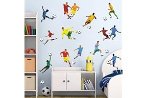 KAIRNE Sticker mural pour chambre d'enfant garçon - Motif football - Autocollant mural pour chambre d'adolescent - Joueurs de football - Pour chambre à coucher - Autocollant mural pour chambre à