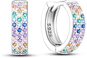 NARMO Ohrringe für Frauen 925 Sterling Silber Bunte Herz Reifen Feder Hoop Kreuz Hoop Kleine Hoop Ohrringe Huggie Ohrringe für Frauen Hoop Ohrringe